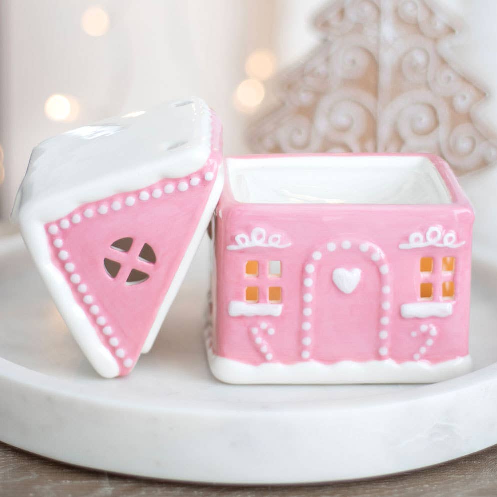Pink Gingerbread House kerstoliebrander