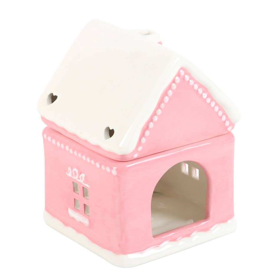 Pink Gingerbread House kerstoliebrander