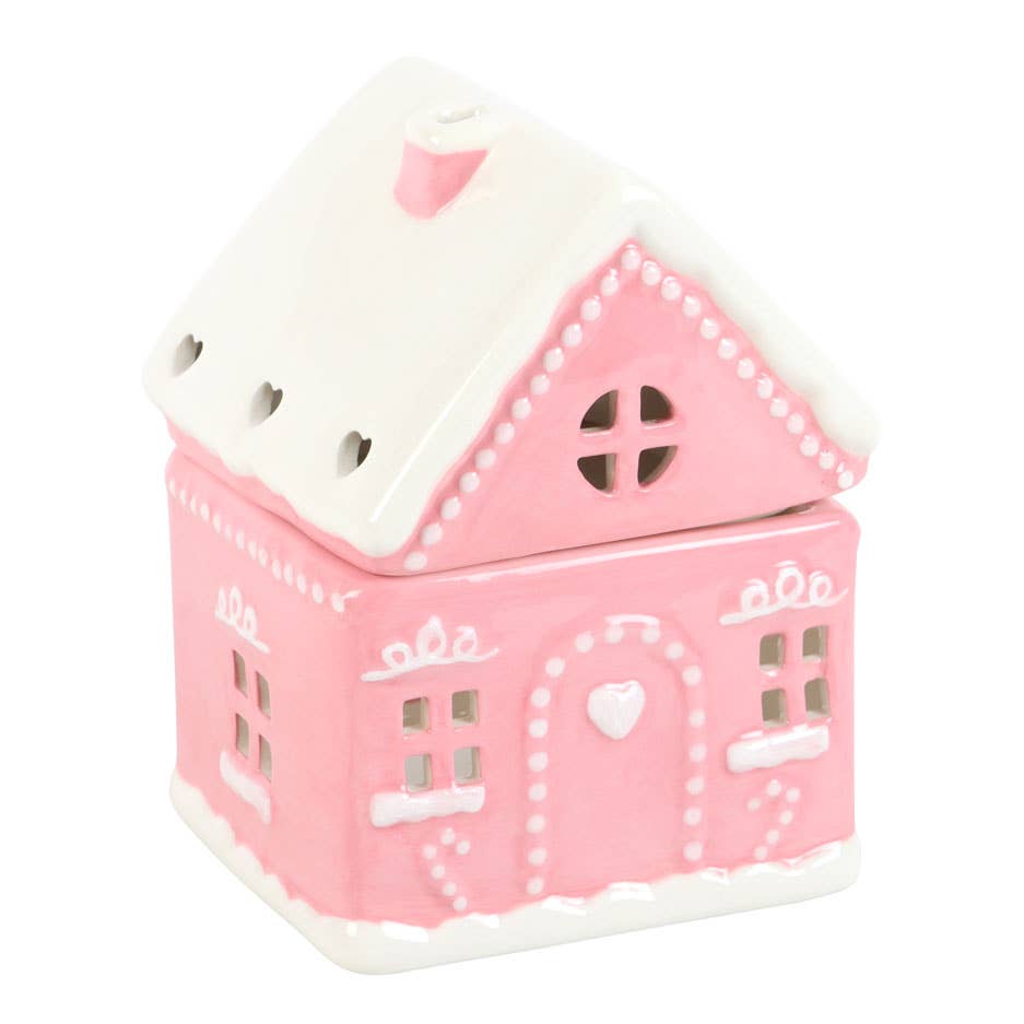 Pink Gingerbread House kerstoliebrander
