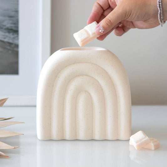 Minimalistische Cream Speckle Arch oliebrander en wasverwarmer
