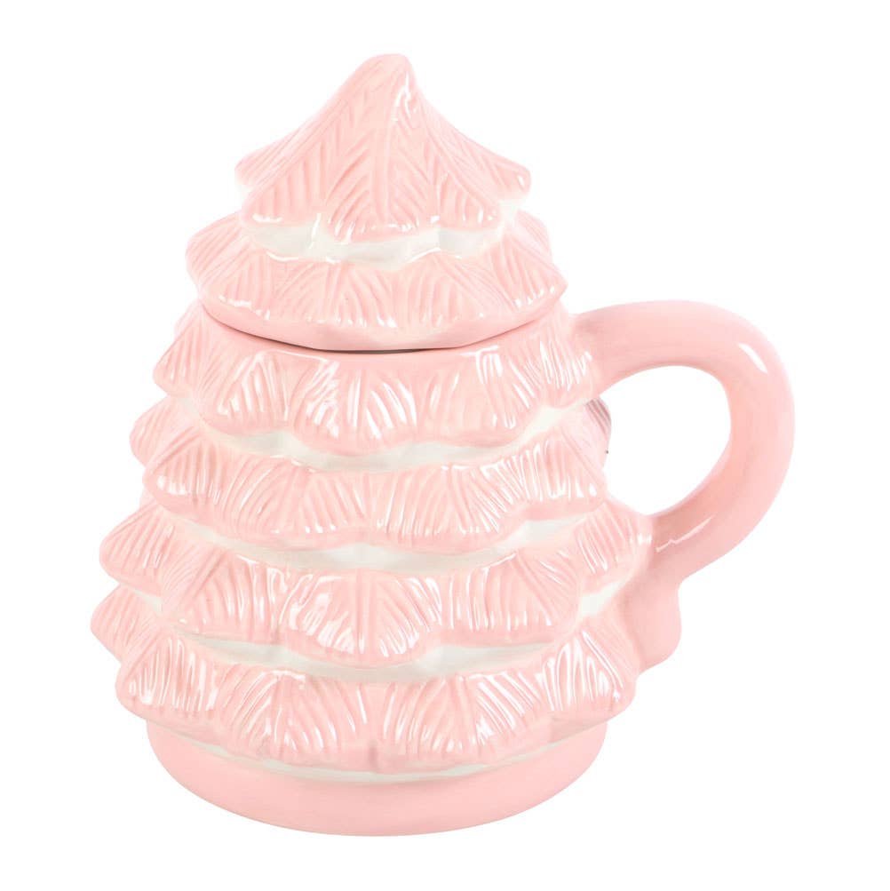 Roze mok in de vorm van een kerstboom