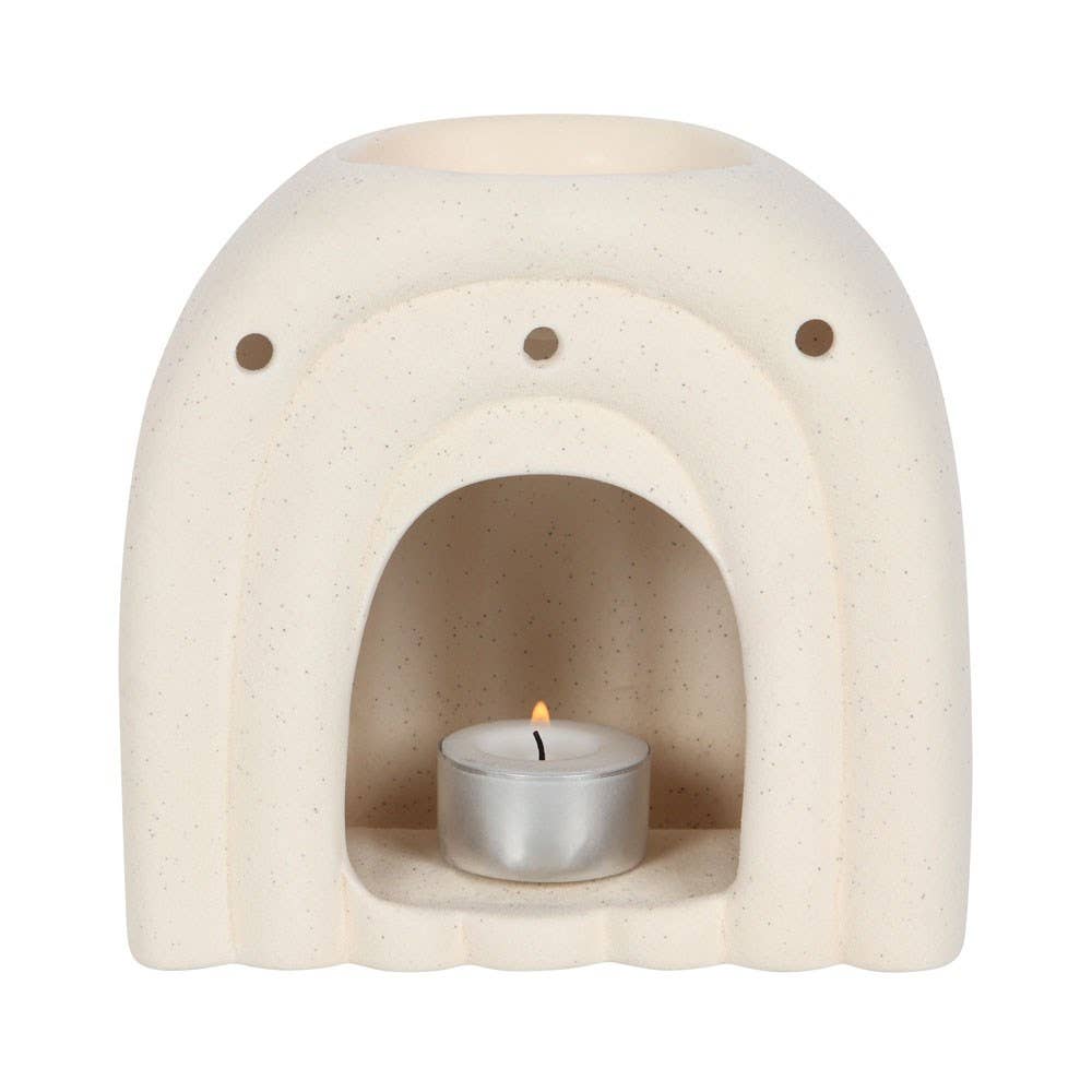Minimalistische Cream Speckle Arch oliebrander en wasverwarmer