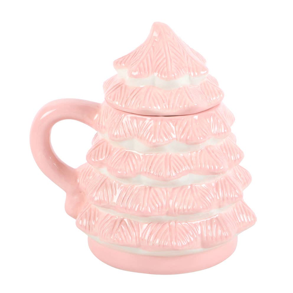 Roze mok in de vorm van een kerstboom