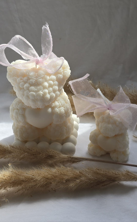 Teddy Bear Candle – Floral Textured Decorative Candle