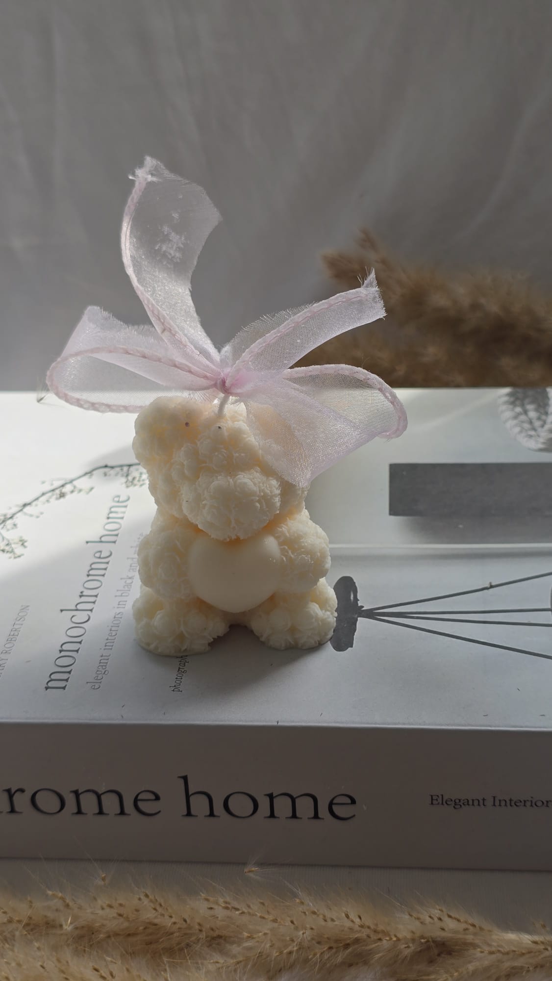 Teddy Bear Candle – Floral Textured Decorative Candle