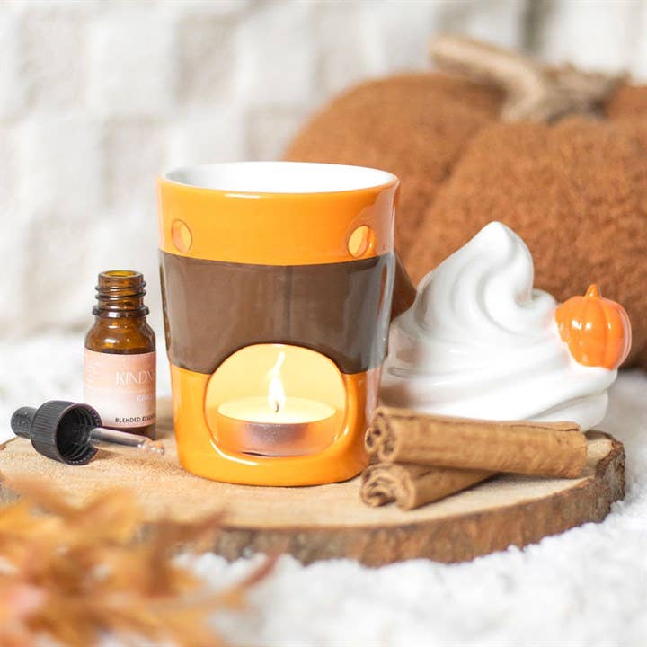 Herfst Pompoen Specerijen Latte Met Deksel Oliebrander en Wasverwarmer