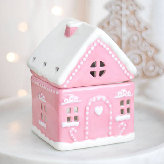 Pink Gingerbread House kerstoliebrander