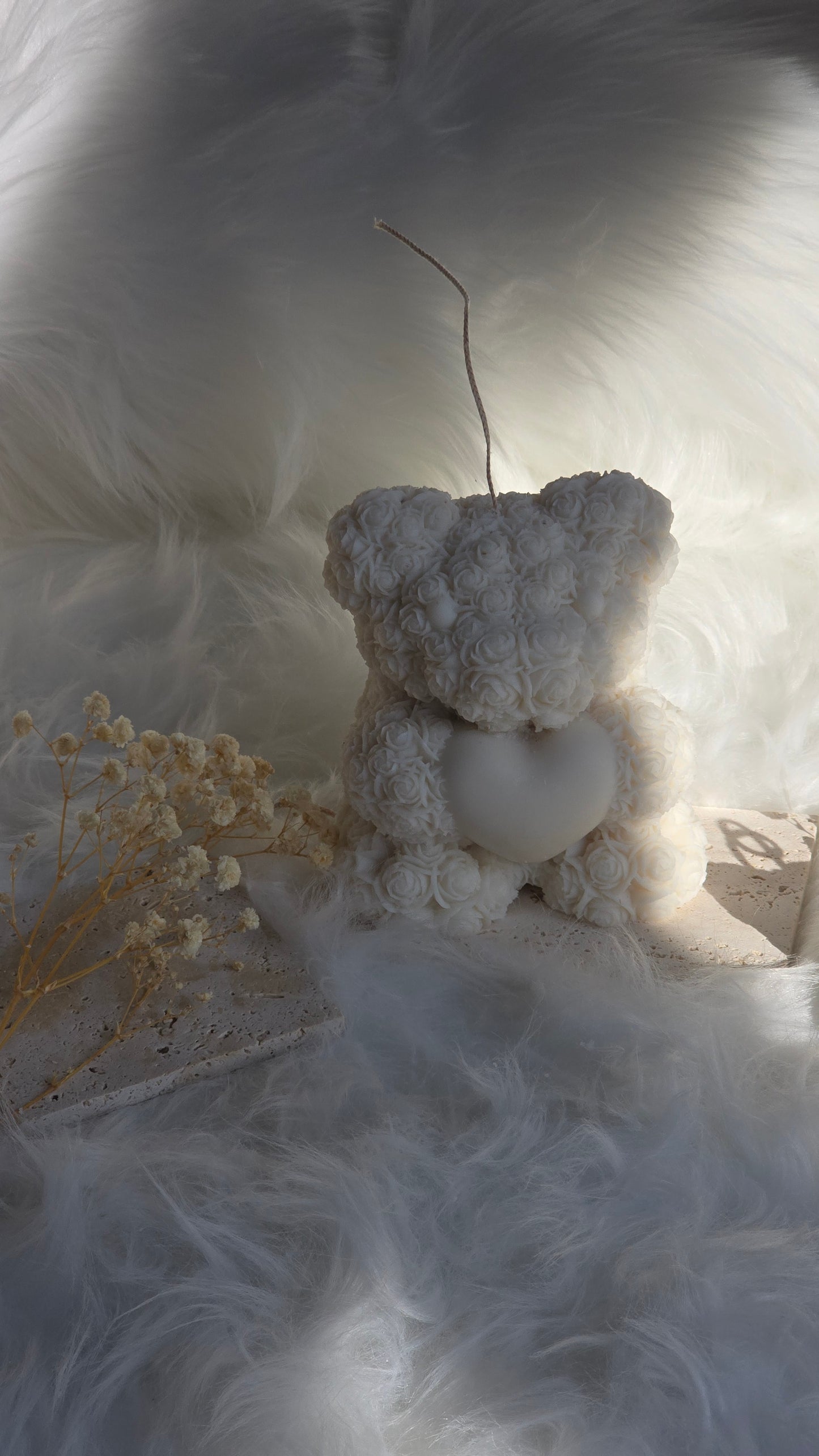 Teddy Bear Candle – Floral Textured Decorative Candle