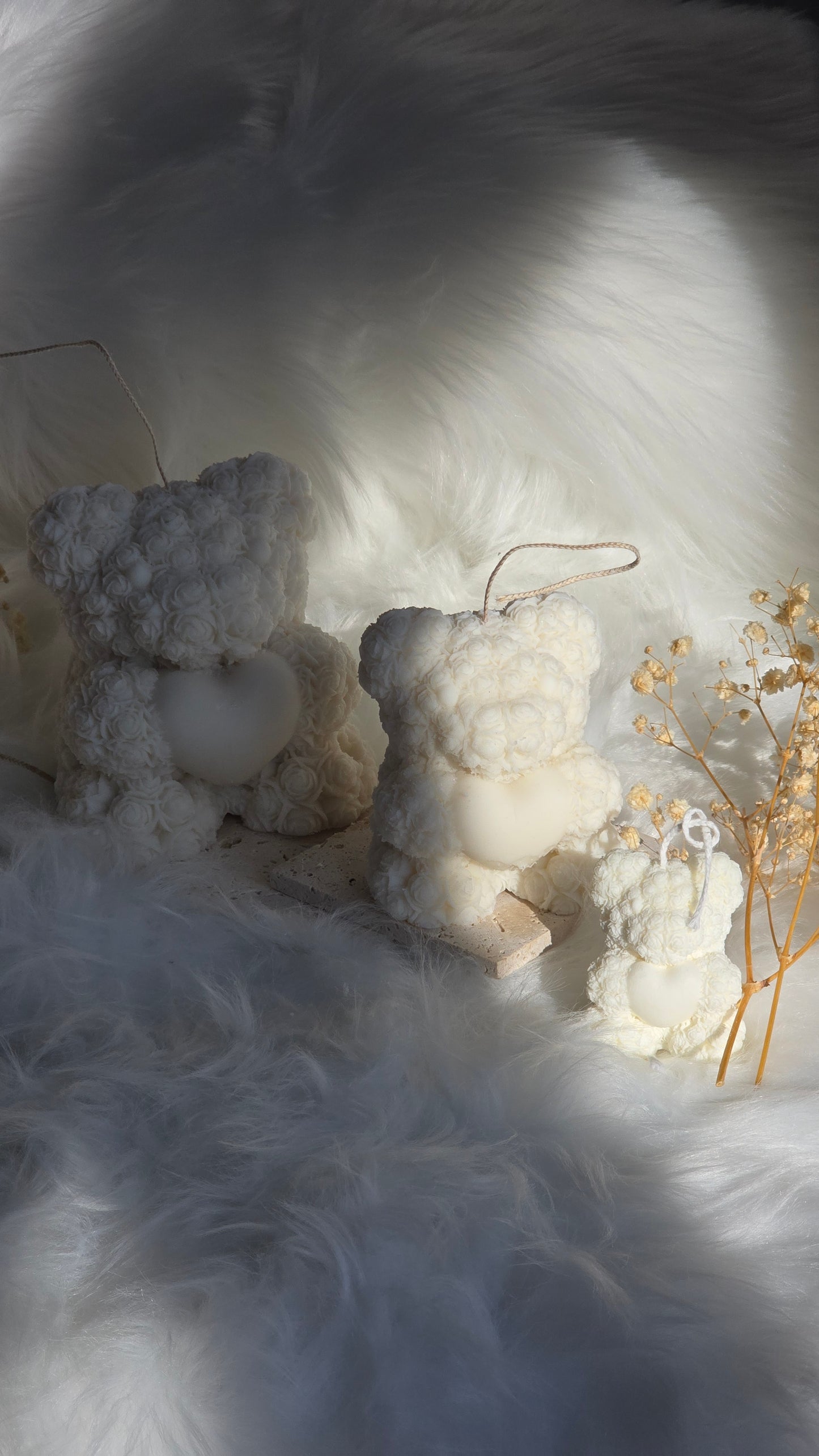 Teddy Bear Candle – Floral Textured Decorative Candle